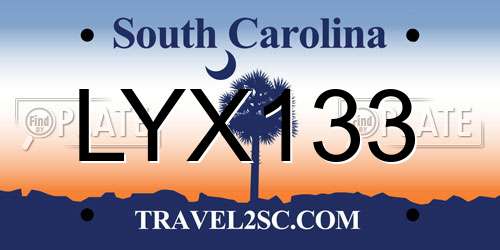 LYX133 South Carolina License Plate