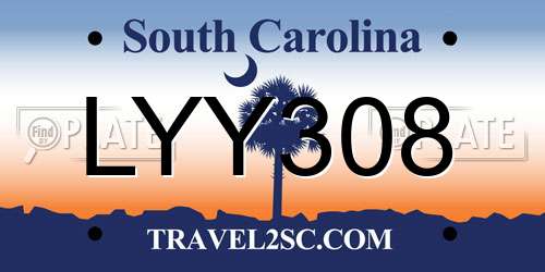 LYY308 South Carolina License Plate