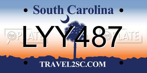 LYY487 South Carolina License Plate