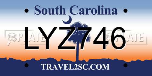 LYZ746 South Carolina License Plate