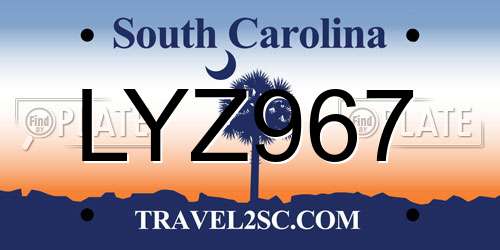 LYZ967 South Carolina License Plate