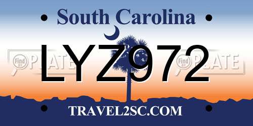 LYZ972 South Carolina License Plate