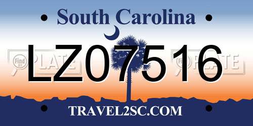 LZ07516 South Carolina License Plate