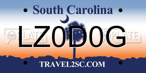 LZ0D0G South Carolina License Plate