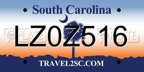 LZ0Z516 South Carolina License Plate