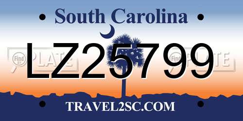 LZ25799 South Carolina License Plate