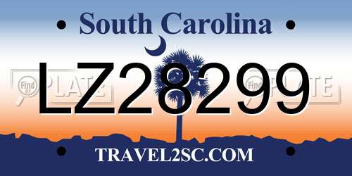 LZ28299 South Carolina License Plate