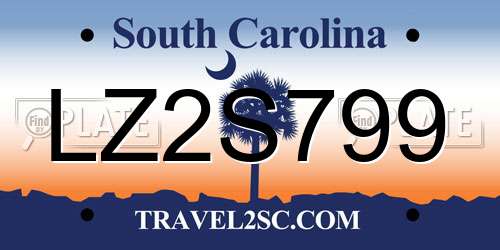 LZ2S799 South Carolina License Plate
