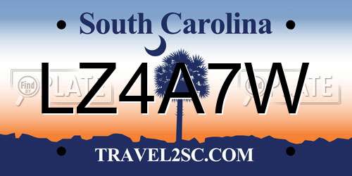 LZ4A7W South Carolina License Plate