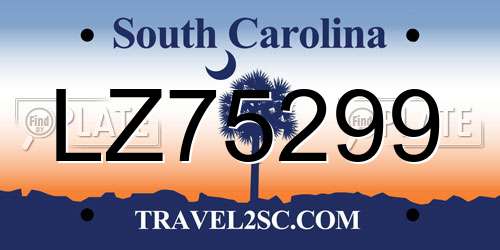 LZ75299 South Carolina License Plate