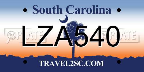 LZA540 South Carolina License Plate