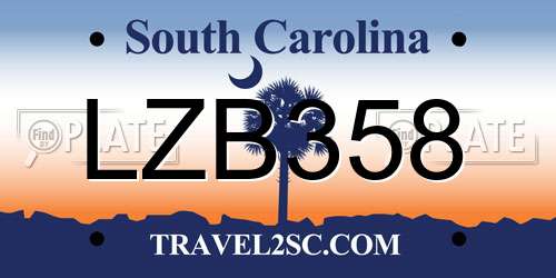 LZB358 South Carolina License Plate
