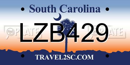 LZB429 South Carolina License Plate