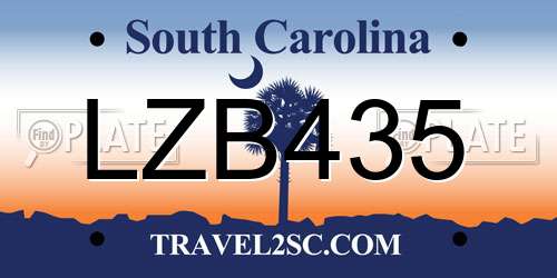 LZB435 South Carolina License Plate