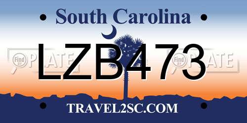 LZB473 South Carolina License Plate