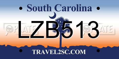 LZB513 South Carolina License Plate