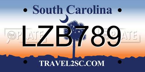 LZB789 South Carolina License Plate