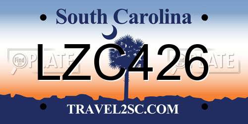 LZC426 South Carolina License Plate