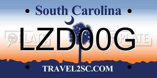 LZD00G South Carolina License Plate