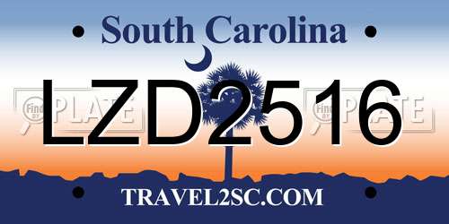 LZD2516 South Carolina License Plate
