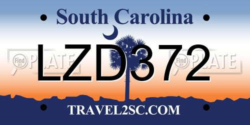 LZD372 South Carolina License Plate