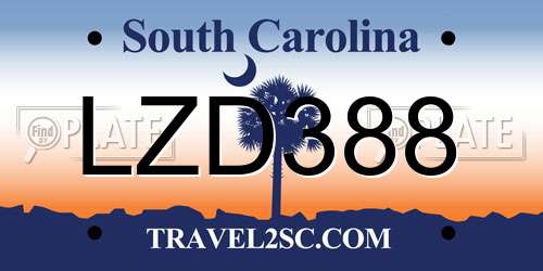 LZD388 South Carolina License Plate