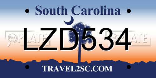 LZD534 South Carolina License Plate