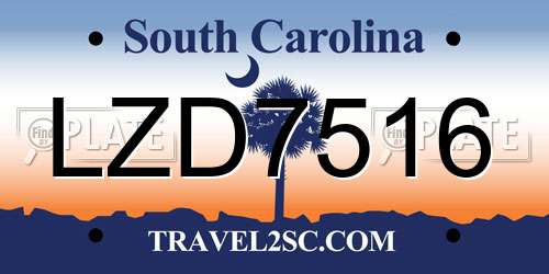 LZD7516 South Carolina License Plate