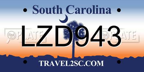 LZD943 South Carolina License Plate