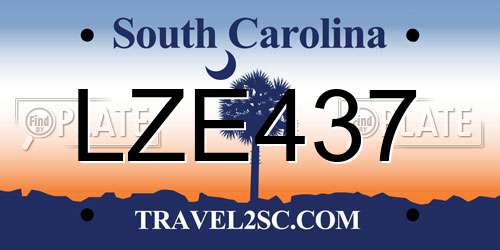 LZE437 South Carolina License Plate