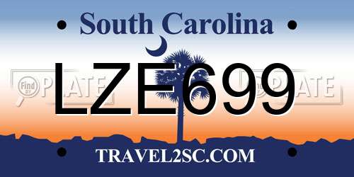 LZE699 South Carolina License Plate