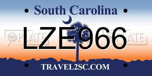 LZE966 South Carolina License Plate