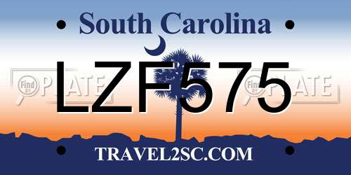 LZF575 South Carolina License Plate