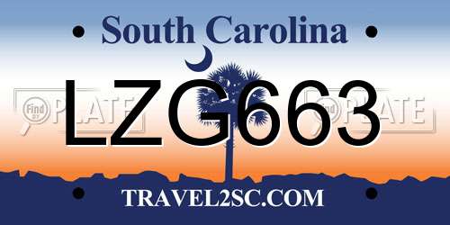 LZG663 South Carolina License Plate