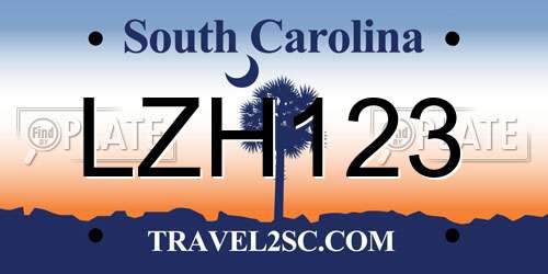 LZH123 South Carolina License Plate