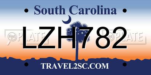 LZH782 South Carolina License Plate