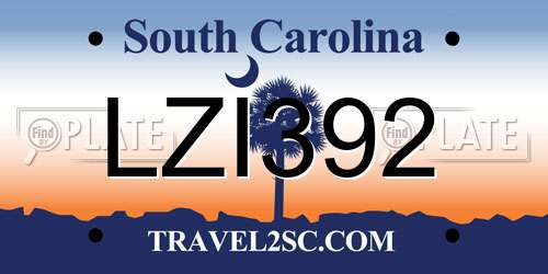 LZI392 South Carolina License Plate