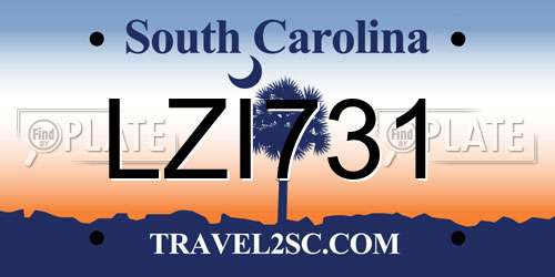 LZI731 South Carolina License Plate