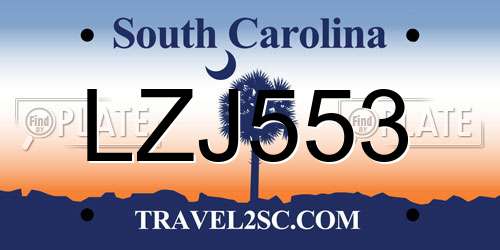 LZJ553 South Carolina License Plate