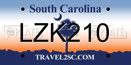 LZK210 South Carolina License Plate