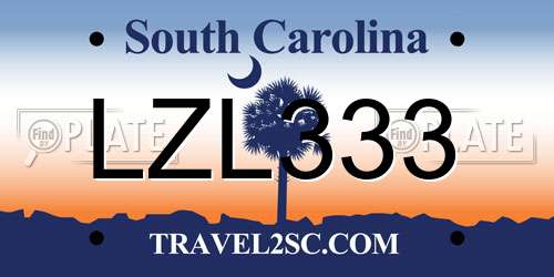 LZL333 South Carolina License Plate