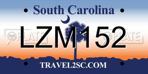 LZM152 South Carolina License Plate