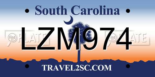 LZM974 South Carolina License Plate