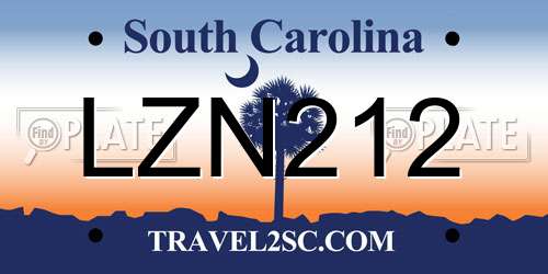 LZN212 South Carolina License Plate
