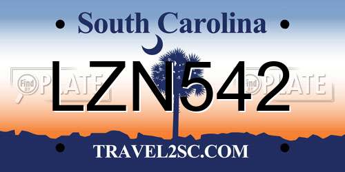 LZN542 South Carolina License Plate