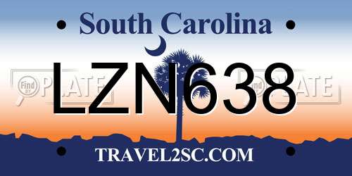 LZN638 South Carolina License Plate