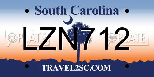 LZN712 South Carolina License Plate