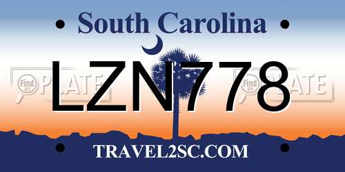 LZN778 South Carolina License Plate