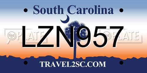 LZN957 South Carolina License Plate