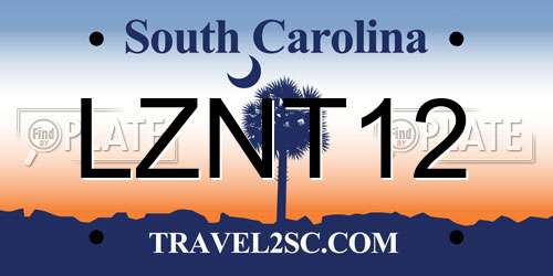LZNT12 South Carolina License Plate
